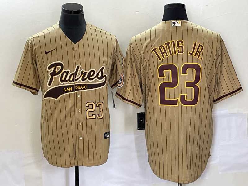 Men's San Diego Padres #23 Fernando Tatis Jr Number Tan NEW 2023 Cool Base Stitched Jersey,We sell and wholesale Men's San Diego Padres #23 Fernando Tatis Jr Number Tan NEW 2023 Cool Base Stitched Jersey on line form chian!